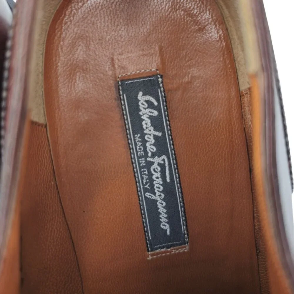 Salvatore Ferragamo Tramezza Brown Leather Wingtip Oxfords Men 11.5D Dress Shoes - Picture 13 of 14